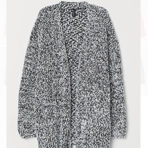 H&M Long Textured Black/White Cardigan